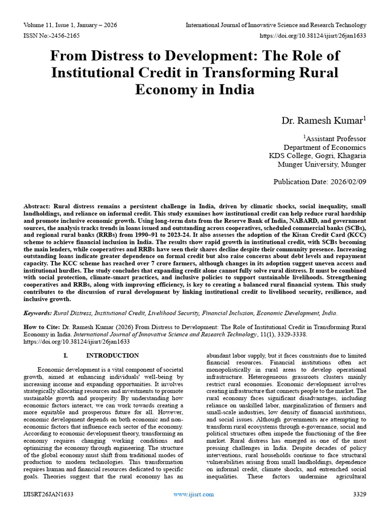 From Distress to Development: The Role of Institutional Credit in ...