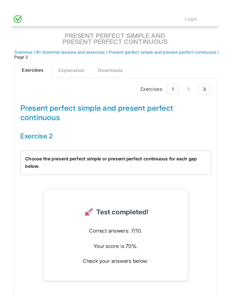 Present Perfect Simple and Present Perfect Continuous - Page 2 of 3 ...