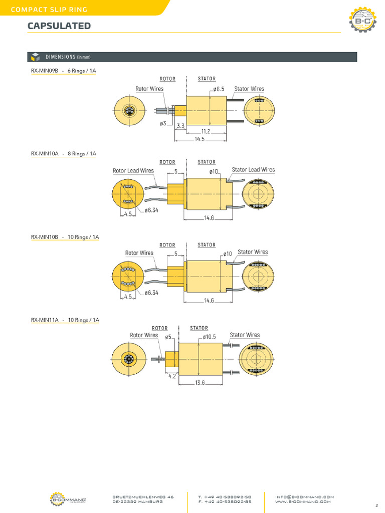 2D Drawing RotarX Capsulated Slip Ring En | PDF