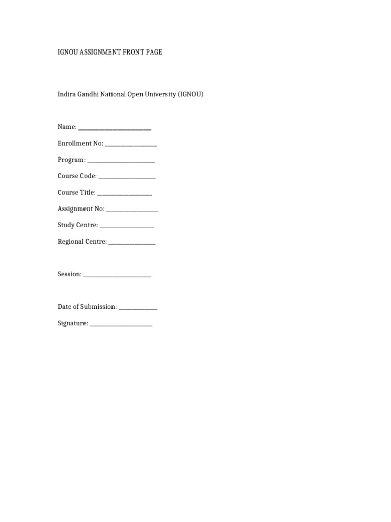 IGNOU Assignment Front Page-1 | PDF