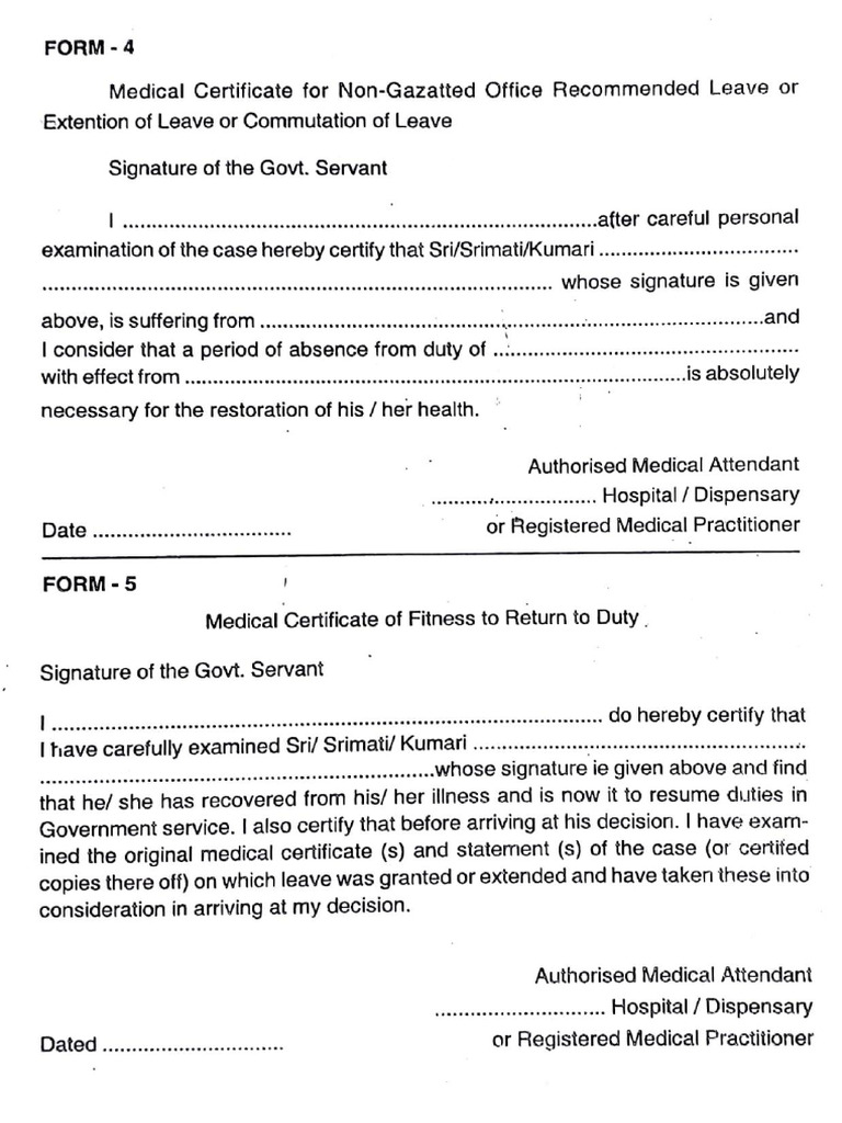 Medical Certificate and Fitness Certificate | PDF
