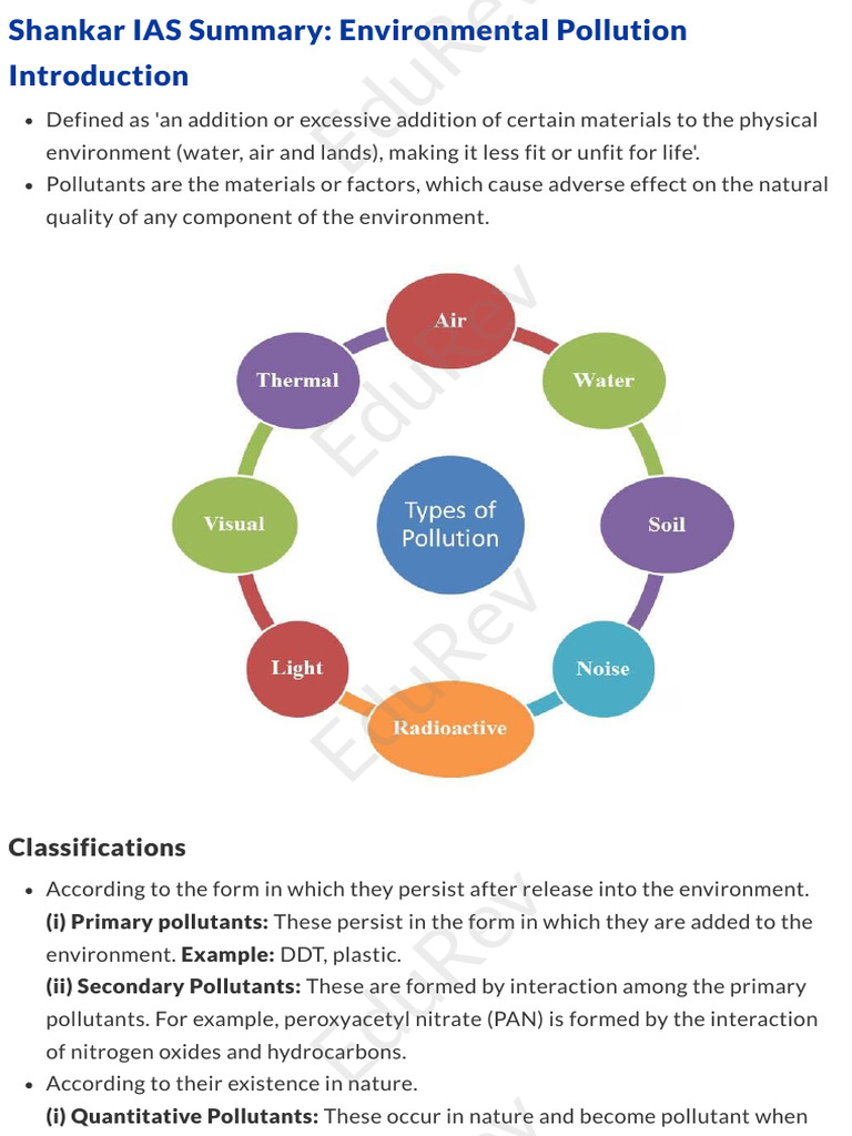 EduRev - Shankar IAS Summary - Environmental Pollution | PDF | Air ...