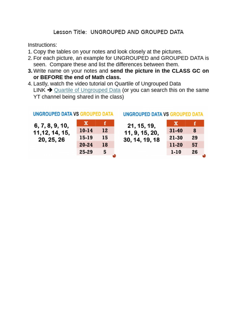 Ungrouped and Grouped Data | PDF