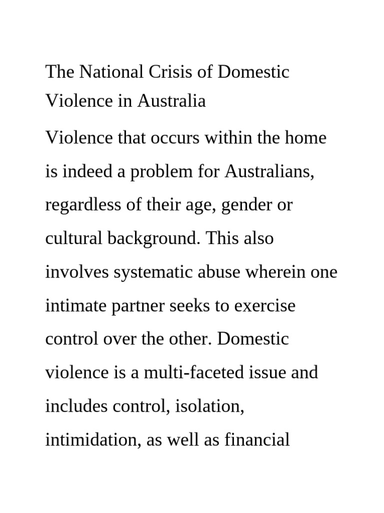 The National Crisis of Domestic Violence in Australia | PDF | Violence ...