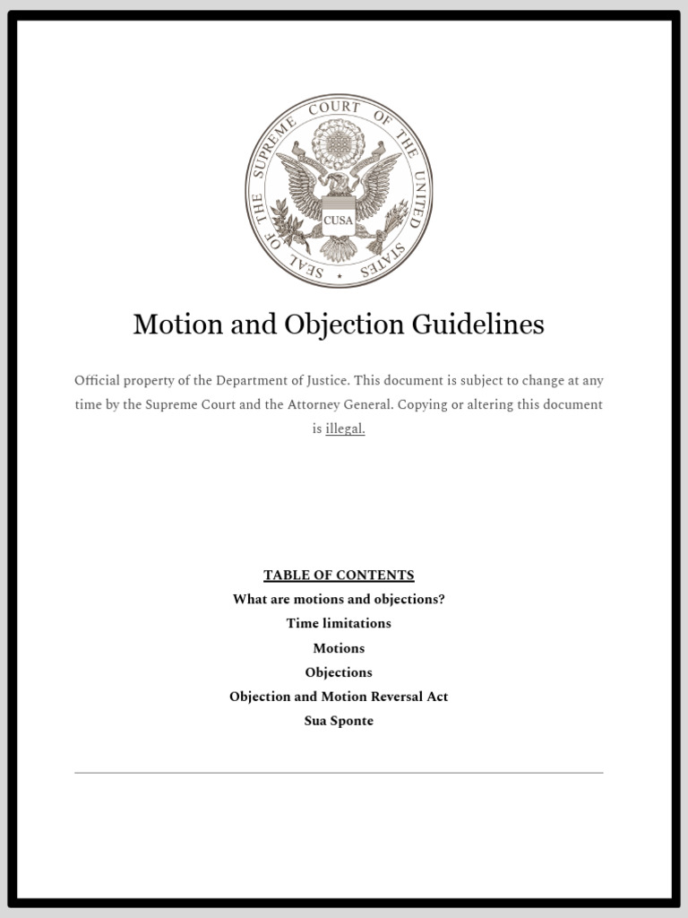 [CUSA] Motion & Objection Guidelines | PDF | Witness | Summary Judgment