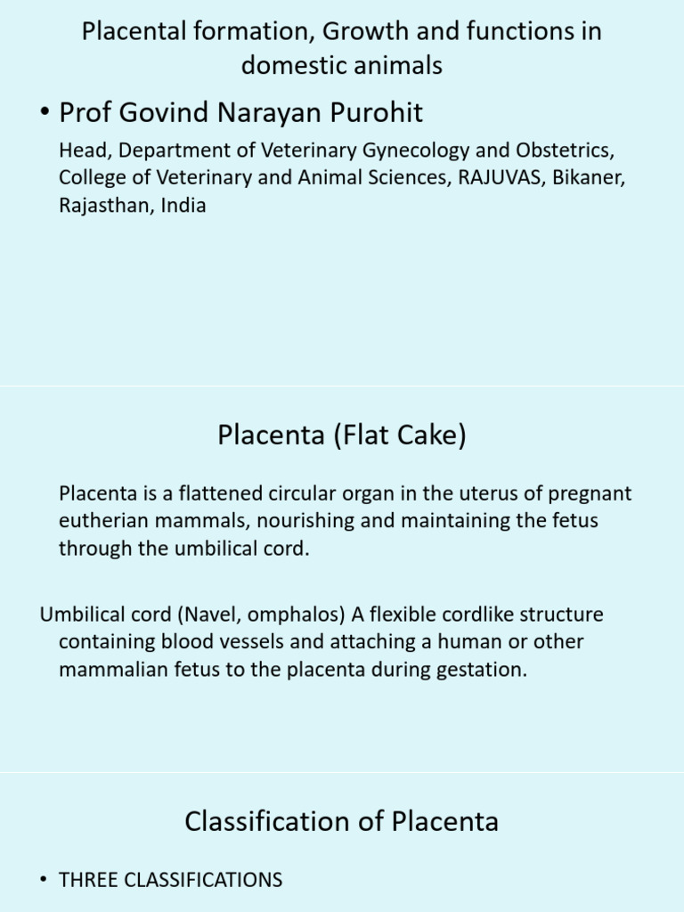 Vet Obst Lecture 2 Placenta Formation and Growth | PDF | Placenta | Anatomy
