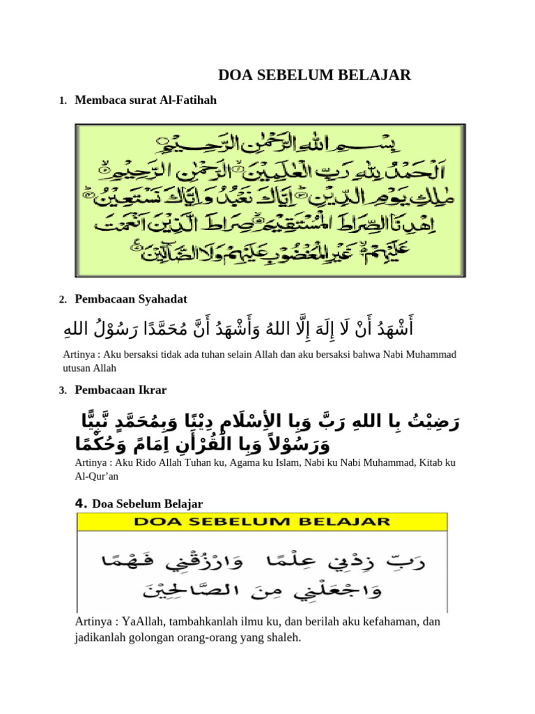 Doa Sebelum Belajar Mi DM | PDF