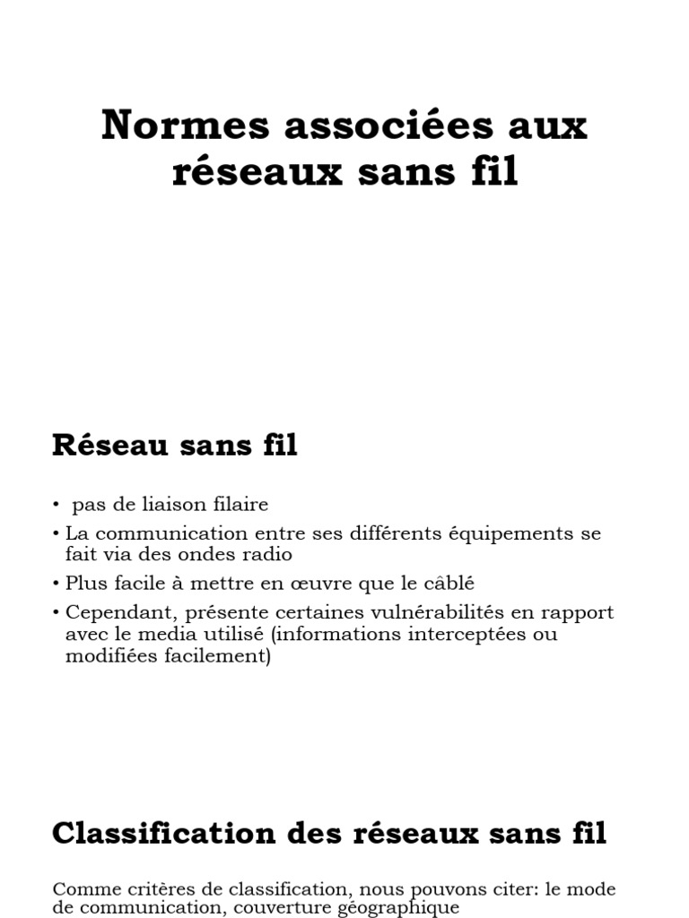 Normes Associées Aux Réseaux Sans Fil | PDF | WiMAX | Wi-Fi