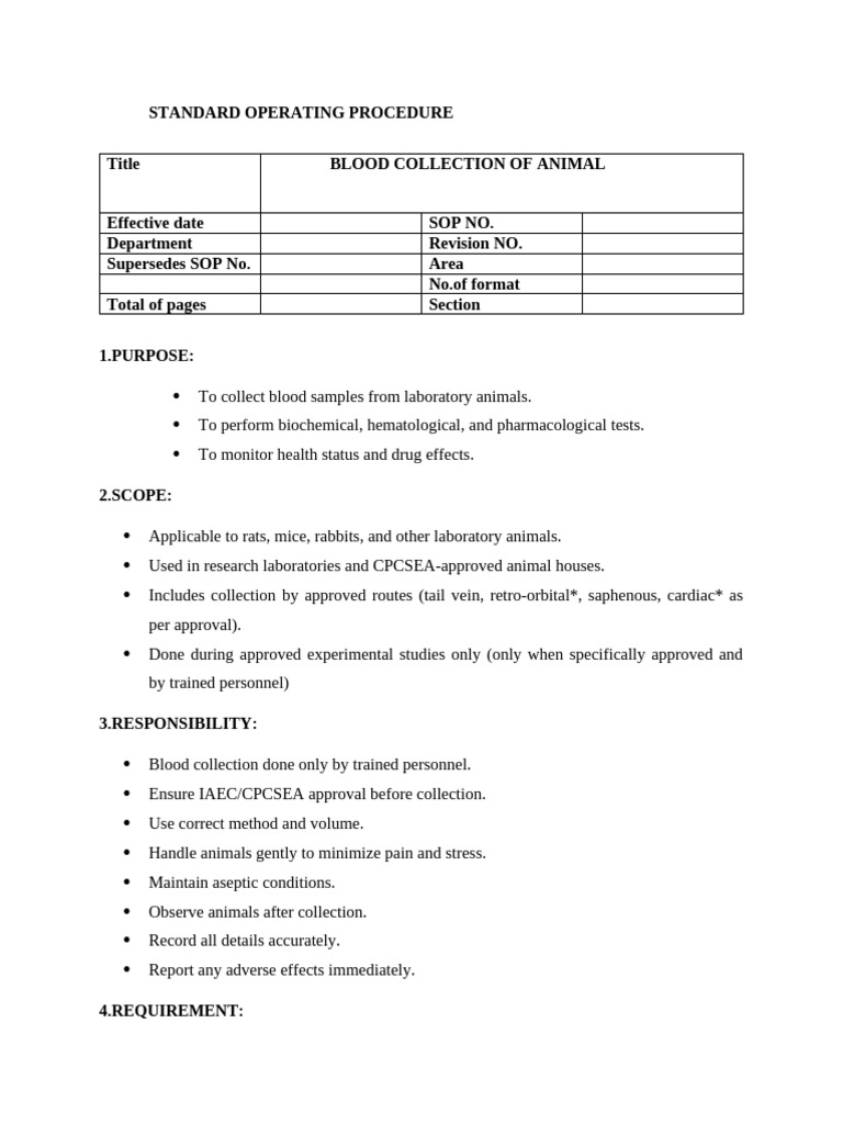 Sop For Blood Collection | PDF | Clinical Medicine | Medicine