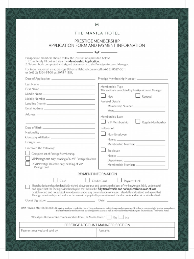 Prestige Application Form | PDF