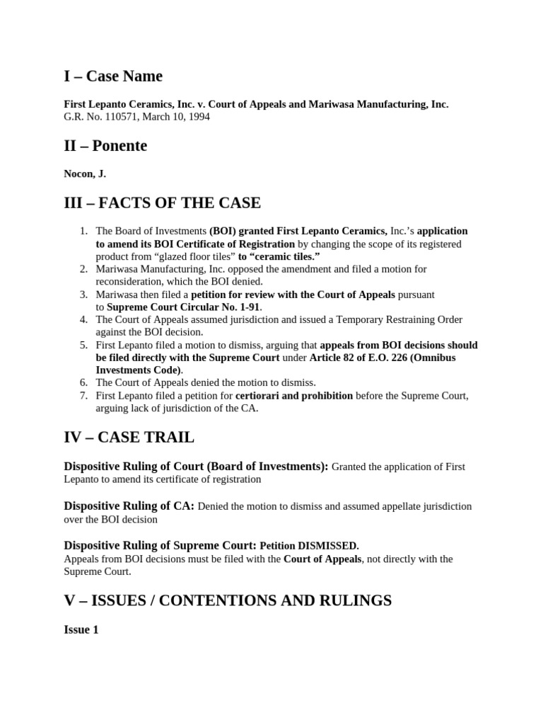 5 First Lepanto V CA | PDF | Appellate Court | Appeal