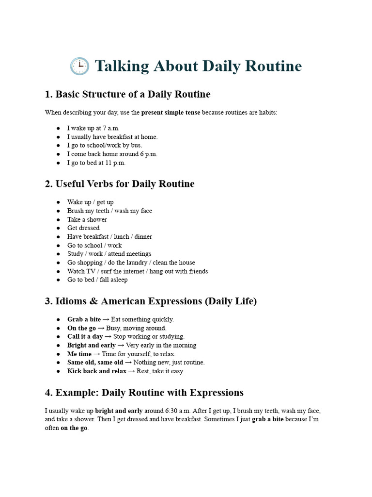 ? Talking About Daily Routine | PDF | Language Mechanics | Syntax