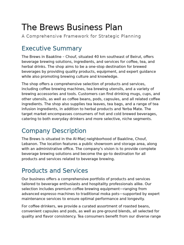 The Brews Business Plan | PDF | Coffee | Drink