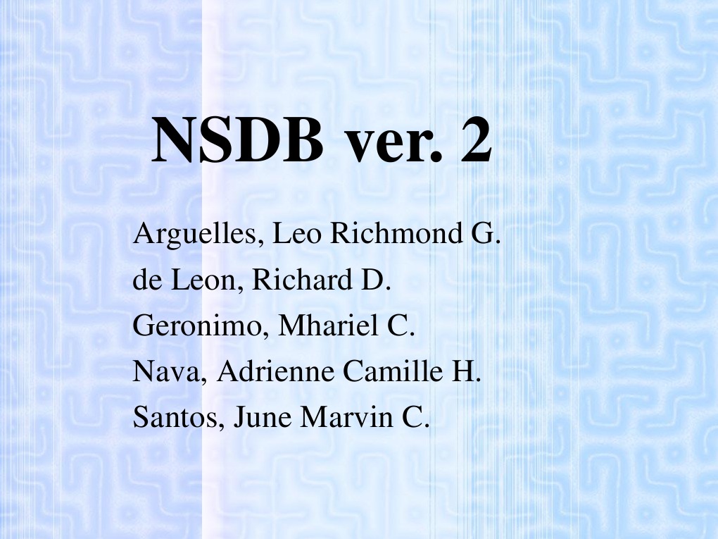 NSDB Ver 2 | PDF