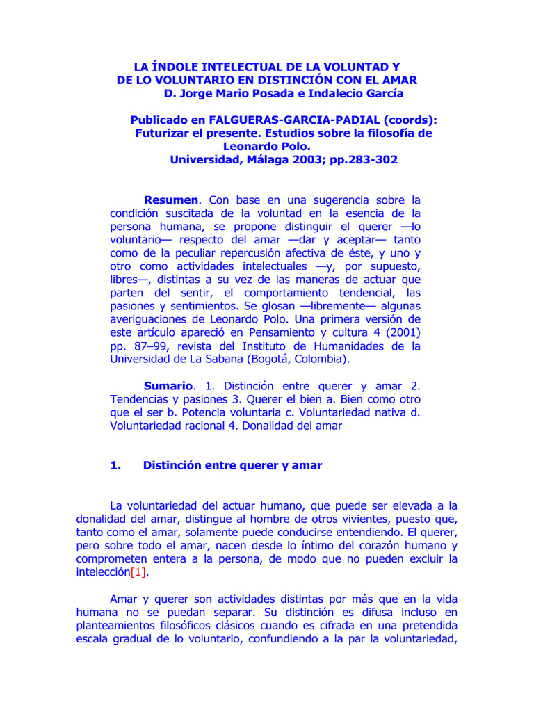 La Índole Intelectual de La Voluntad | PDF | Amor | Comprensión