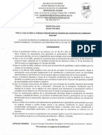 DECRETO No. 119 DE FECHA 03 DE JULIO DE 2012, “POR MEDIO DEL CUAL SE CREA EL  CONSEJO COMUNITARIO DE MUJERES DEL MUNICIPIO DE ZAMBRANO BOLÍVAR”