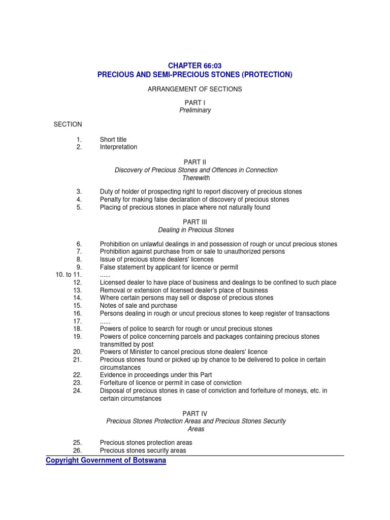 Precious and Semi-Precious Stones Protection Act | PDF | License | Lease