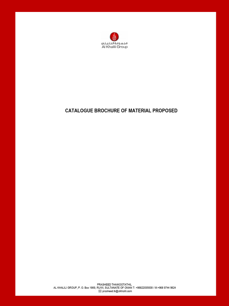 Catalogue Brochure of Material Proposed | PDF