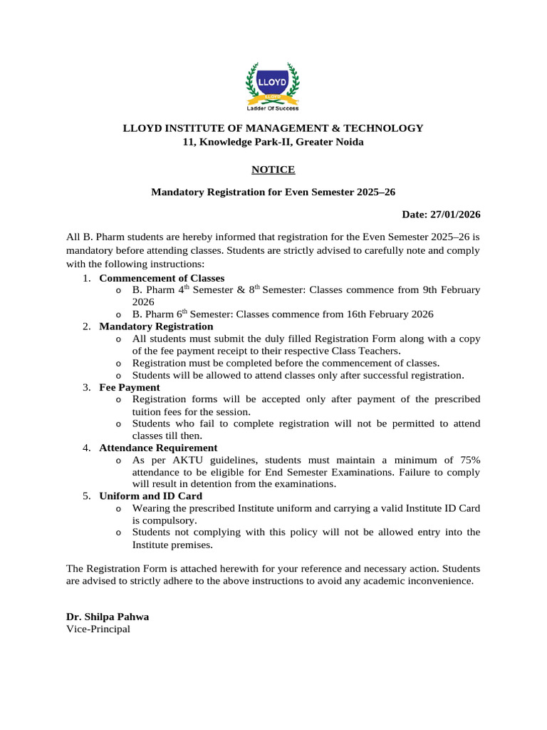 Notice Regarding Registration | PDF