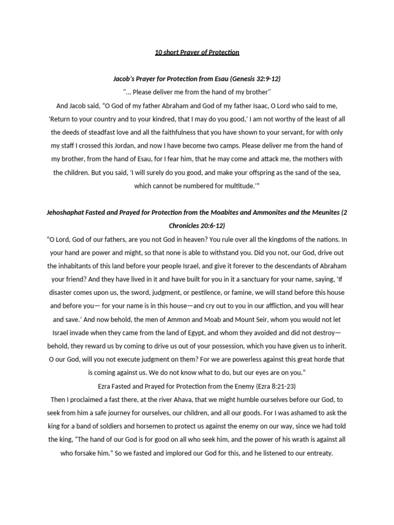 10 Short Prayer of Protection | PDF | Jacob | Abraham