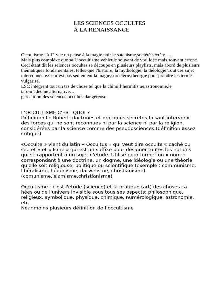 Les Sciences Occultes | PDF | Occulte | Science