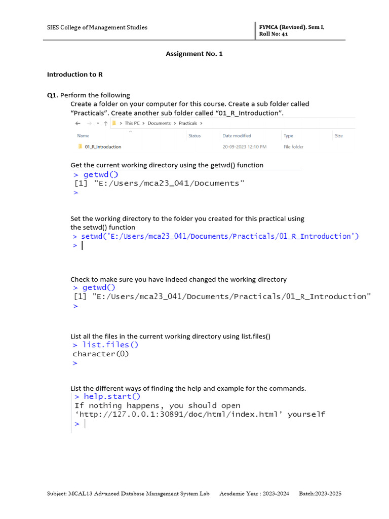 ADMS Assignment1 Dhanraj 41 | PDF | Matrix (Mathematics) | Algebra