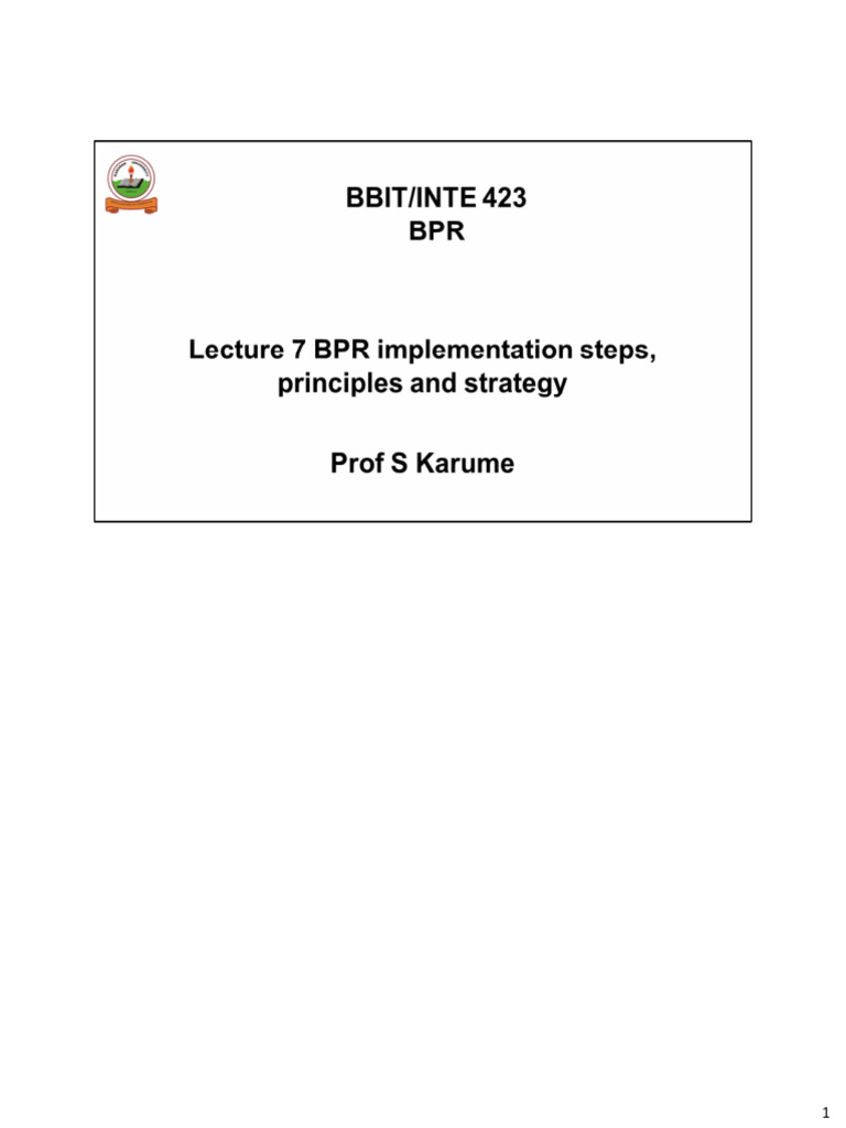 Lecture 7 BPR Implementation Steps, Principles and Strategy | PDF ...