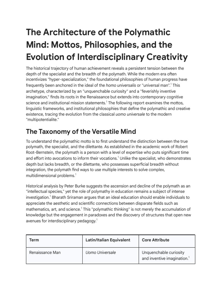 Polymath and Creative Life Mottos | PDF | Intelligence | Cognition