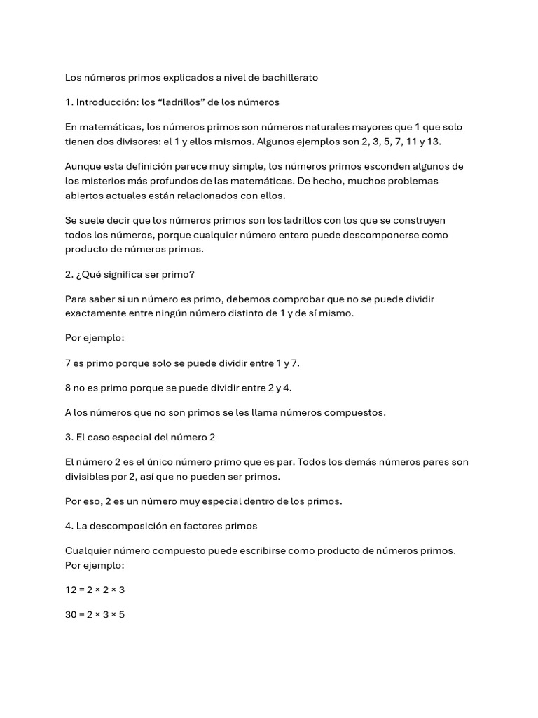 Números Primos | PDF | Número primo | División (Matemáticas)