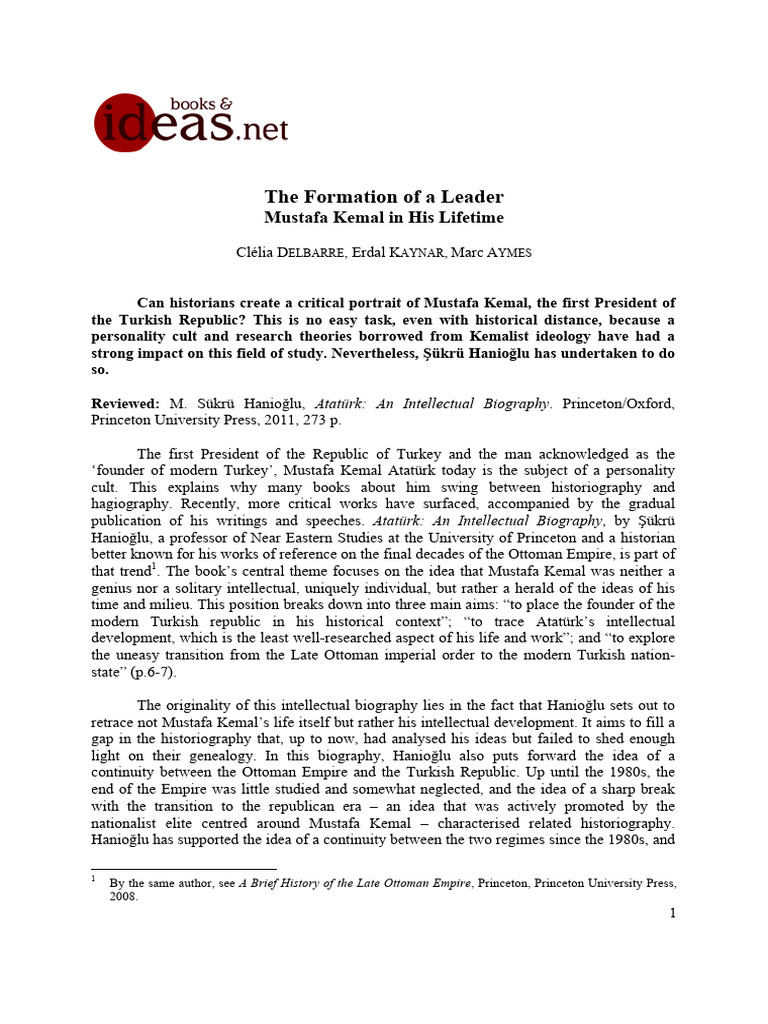 The Formation of A Leader. Mustafa Kemal | PDF | Mustafa Kemal Atatürk ...