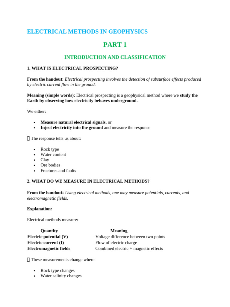 Electrical Method, Induced P and Self Potential Method | PDF ...