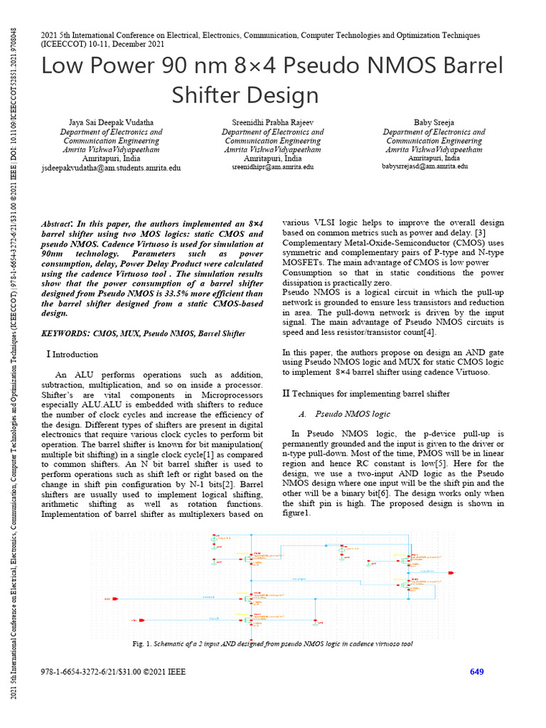 Low Power 90 NM 8 4 Pseudo NMOS Barrel Shifter Design | PDF | Cmos ...