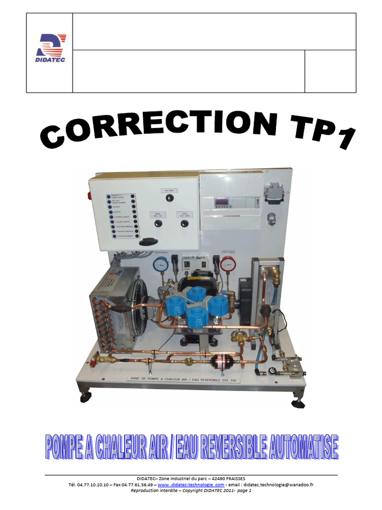 TP1 Correction | PDF | Pompe à chaleur | Ingénierie de thermodynamique