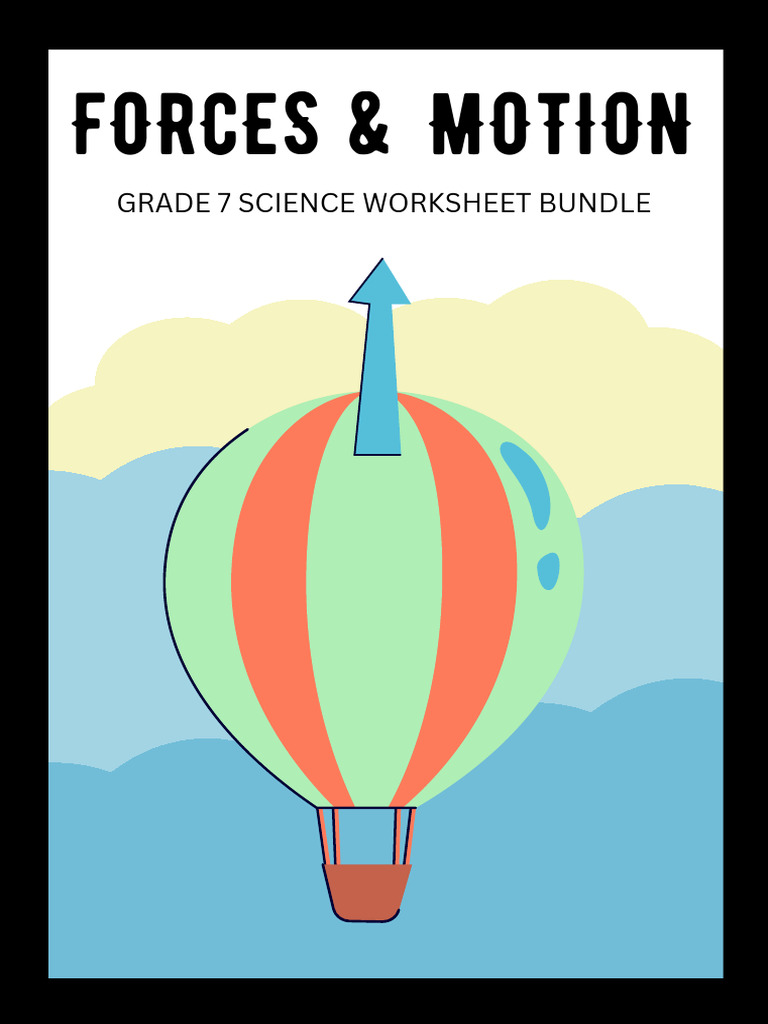 Forces and Motion Science Worksheet Bundle in Blue Cartoon Style | PDF ...
