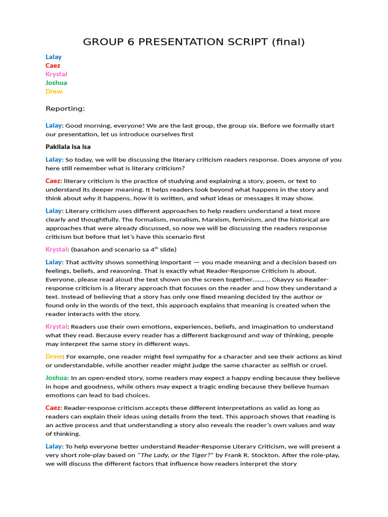 Group 6 Presentation Script Final | PDF | Feeling | Behavioural Sciences