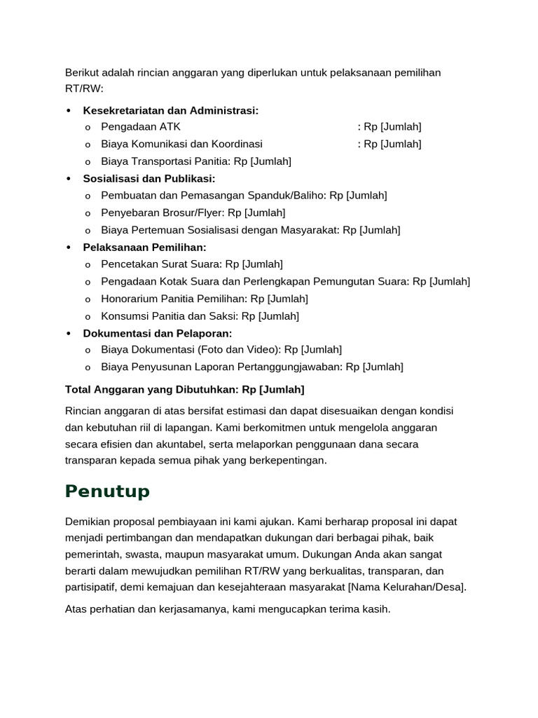 Proposal RT RW | PDF