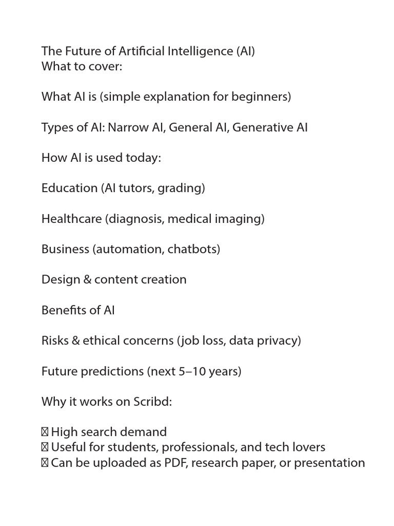 The Future of Artificial Intelligence (AI) | PDF
