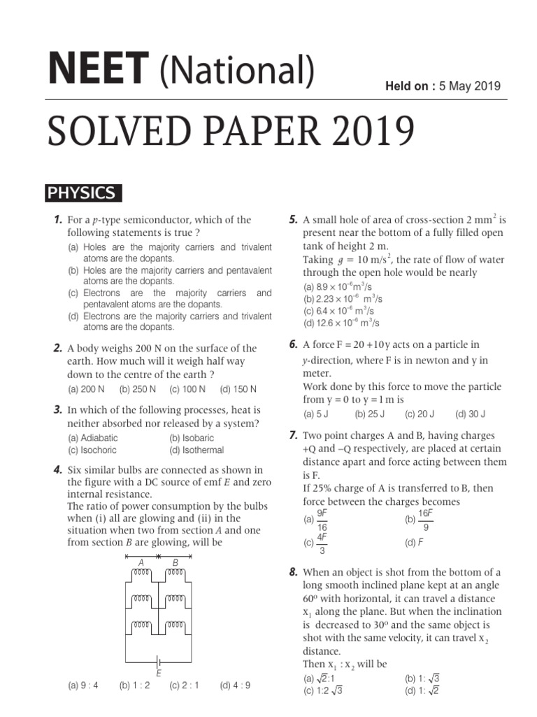 Neet Question Paper | PDF | Electronvolt | Capacitor