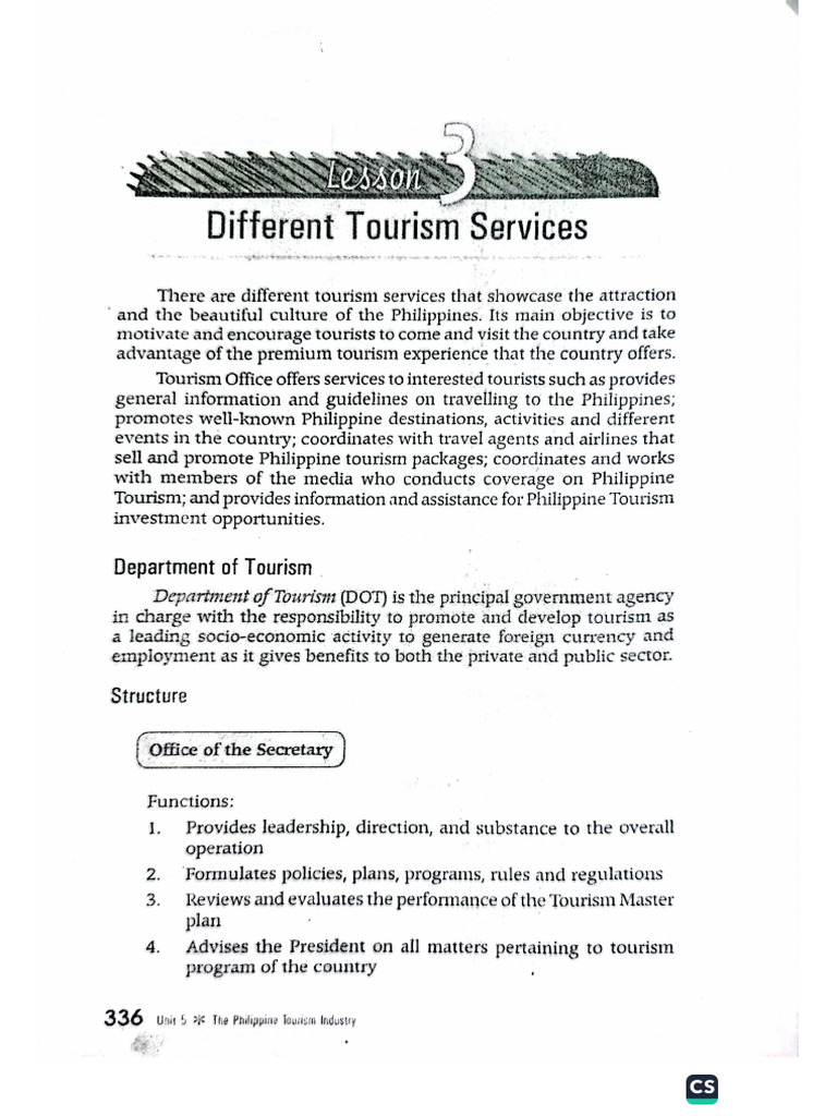 LESSON 3 Different Tourism Services | PDF