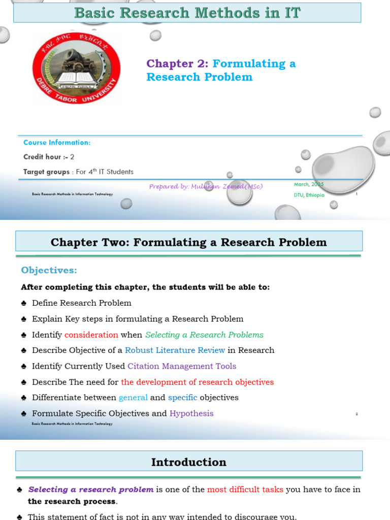 Chapter 2 - Formulating A Research Problem | PDF | Methodology | Hypothesis