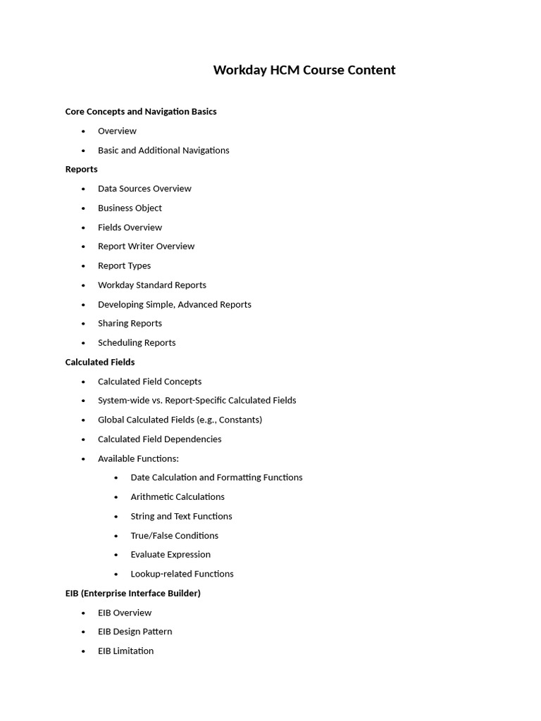 Workday Course Content | PDF