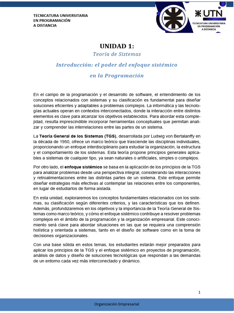 Unidad 1 Tema 1 Sistemas TGS | PDF | Sistema | Diseño