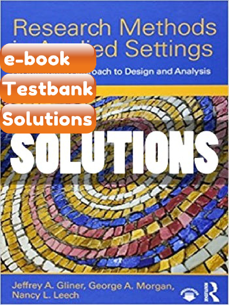 Research Methods in Applied Settings an Integrated Approach to Design ...