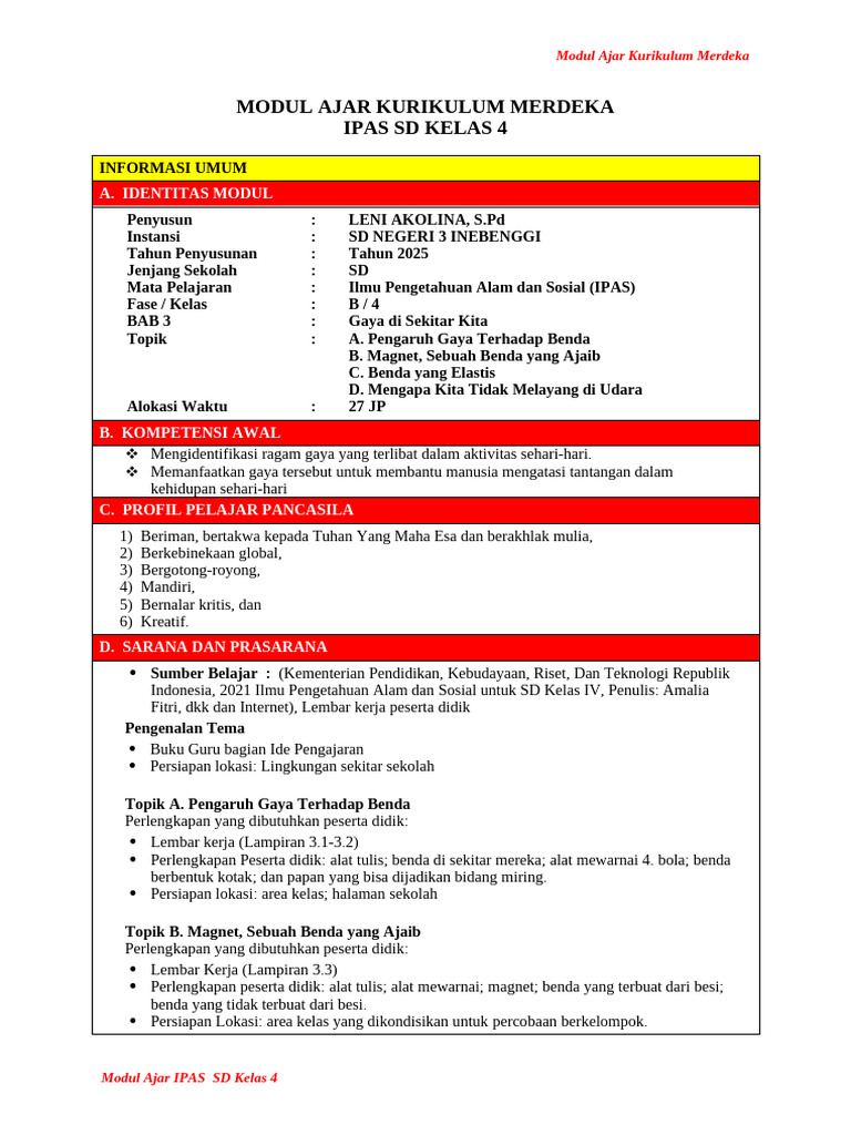 Modul Ajar Ipas Bab 3 | PDF