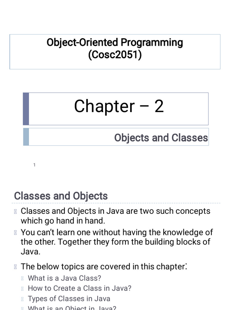 Object Oriented Programing Chapter 2 - Class and Object | PDF | Method ...