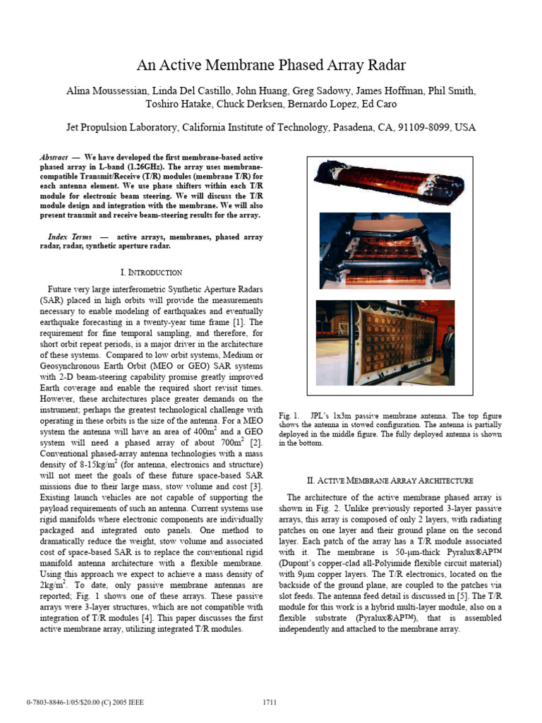An Active Membrane Phased Array Radar | PDF | Antenna (Radio) | Radar