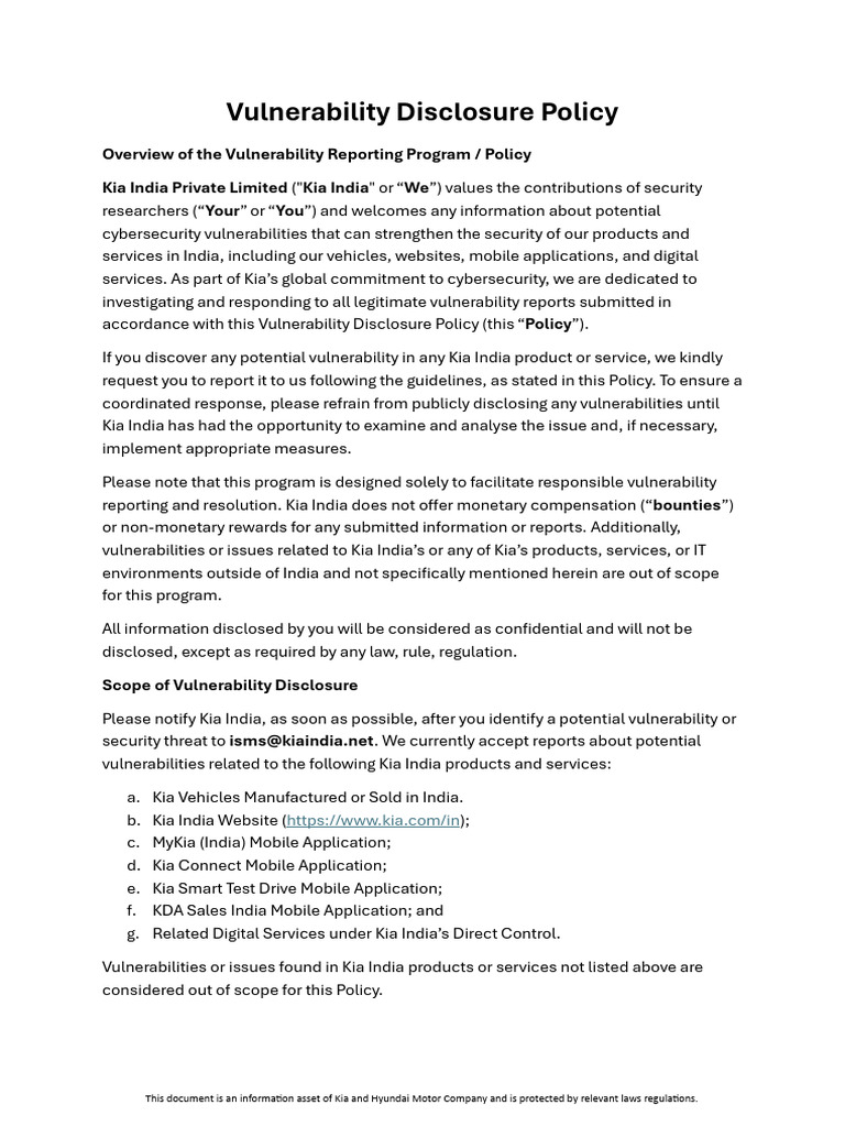 Vulnerability-Disclosure-Policy-v1.0 | PDF | Computer Security | Security