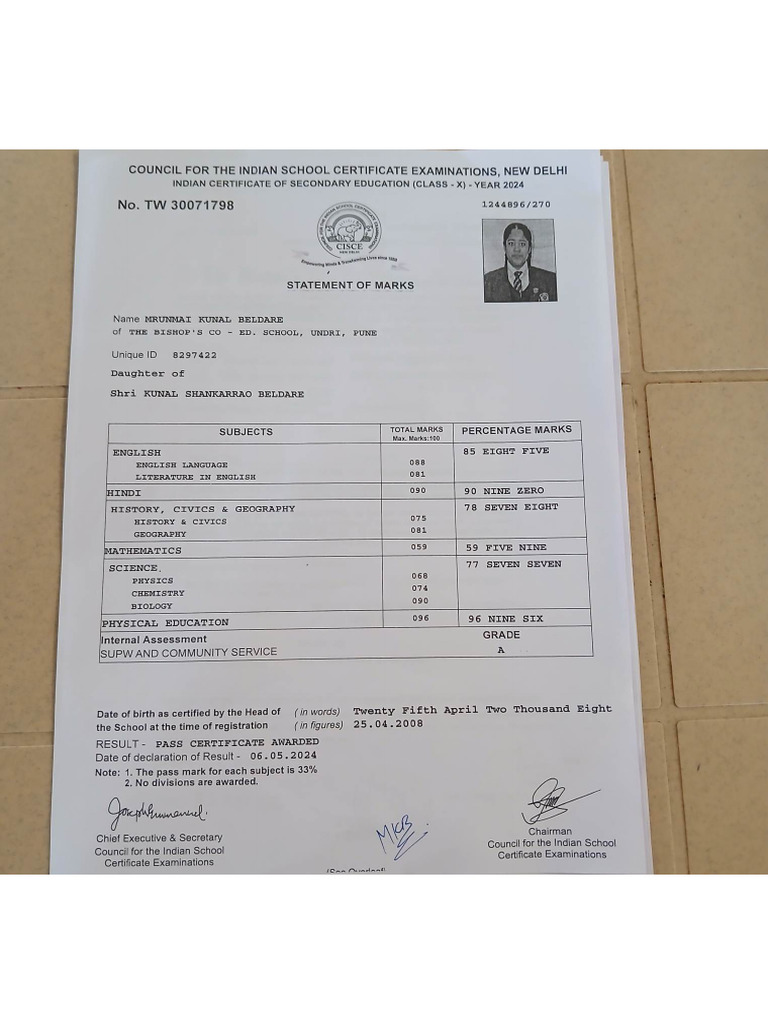 Statement of Marks | PDF