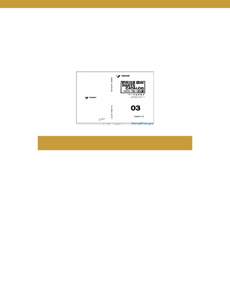 Tadano Truck Crane TG 1600m 4 P 03 Parts Catalog en JP | PDF