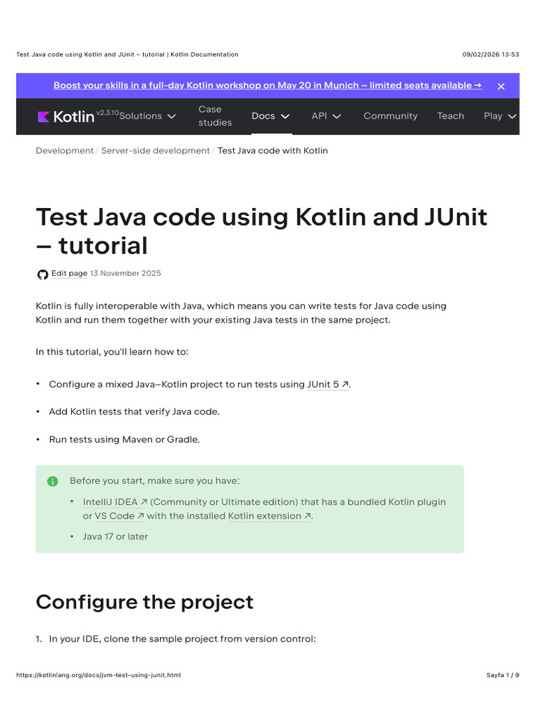 Test Java Code Using Kotlin and JUnit - Tutorial - Kotlin Documentation ...